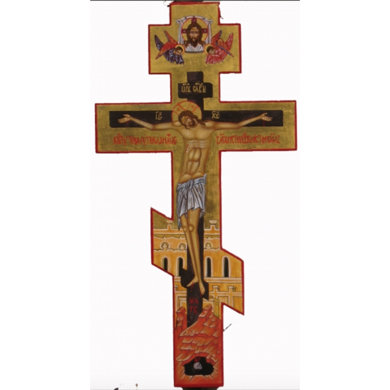 Russisch Zegenkruis gouden achtergrond enkelzijdig